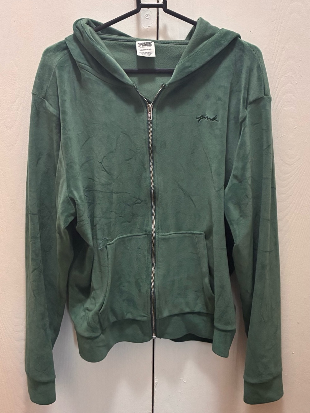 PINK Victoria's Secret Olive Green Zip Hoodie Jacket